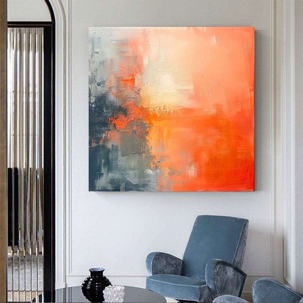 Modern Home Decor Handmade Abstract Oil Painting on canvsa Living Room orange