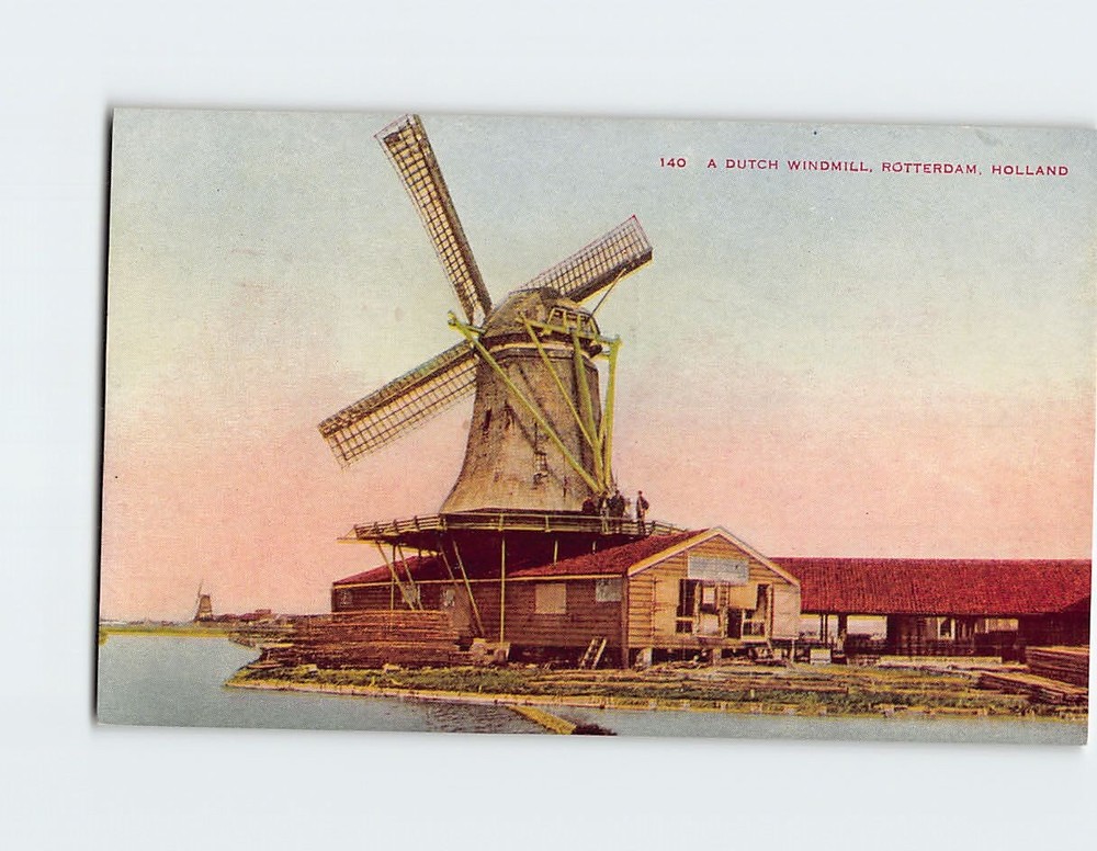 Postcard A Dutch Windmill Rotterdam Netherlands