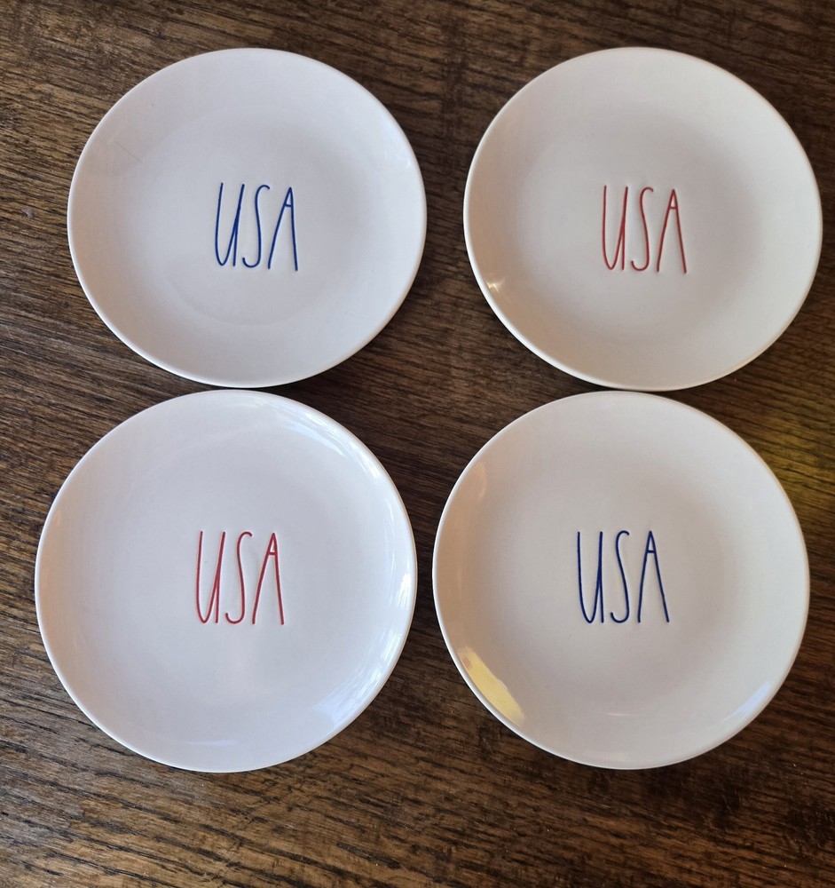 Rae Dunn Appetizer Plates. Set Of 4. 6 In Diameter #4thofjuly #USA #raedunn