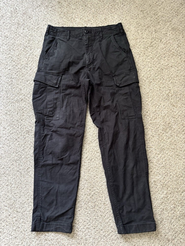 Uniqlo Pants Mens Size Small Washed Black Cargo Pants Heavy Canvas Straight