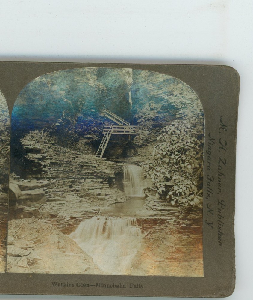 Minnehaha Falls Watkins Glen New York NY Griffith Stereoview