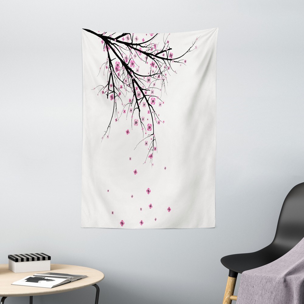 Floral Tapestry Cherry Blossom Flower Print Wall Hanging Decor