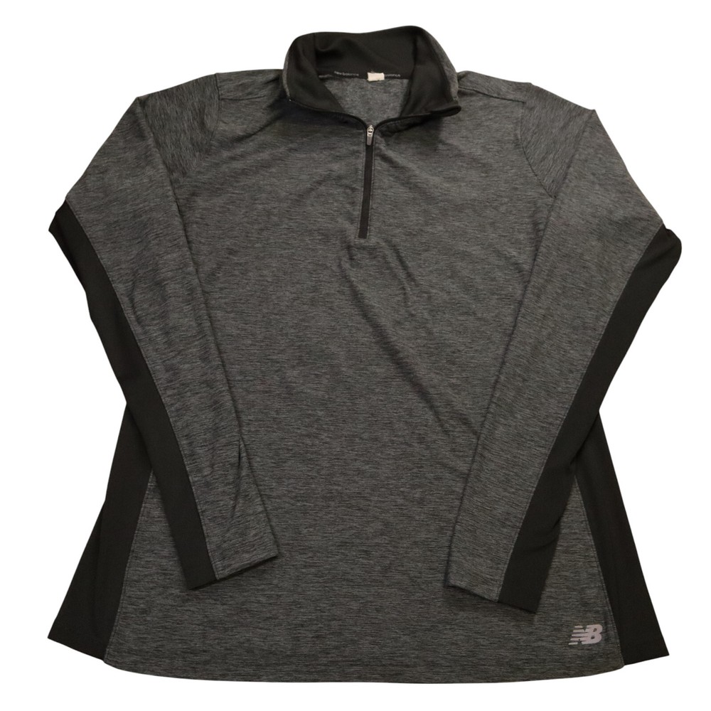New Balance Womens Medium 1/4 Zip Pullover Athletic Shirt Thumb Holes Running