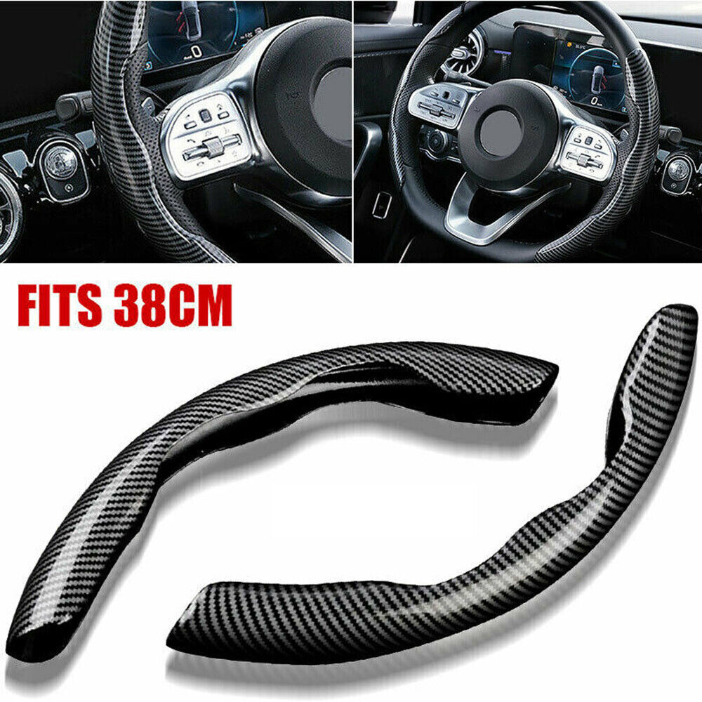 2pcs Carbon Fiber Car Non-Slip Steering Wheel Booster Cover Interior Accessories