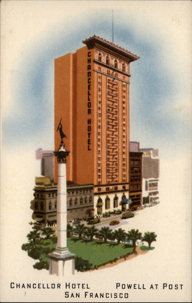 Chancellor Hotel San Francisco California ~ vintage postcard