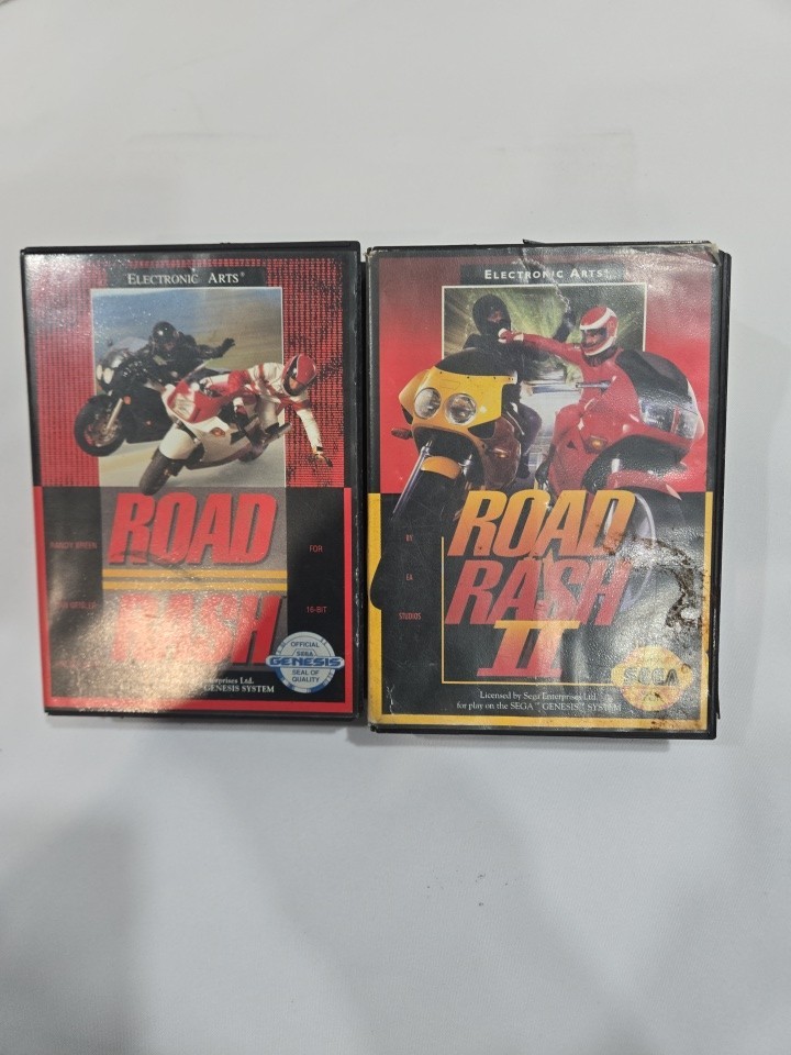 Road Rash 1 & 2 Game Lot- Sega Genesis Rare TESTED!