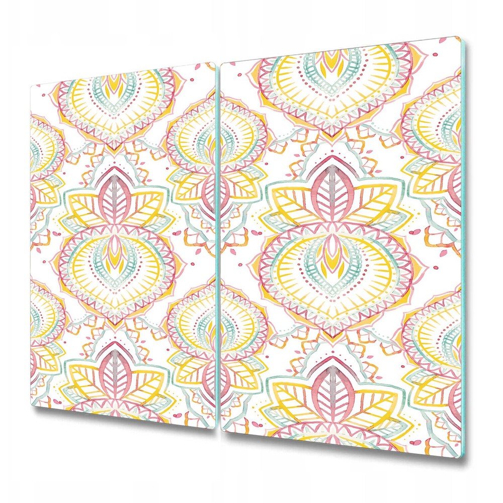 Glass Induction Ceramic Hob Cover Colourful Indian Watercolour Abstract 2x30x52