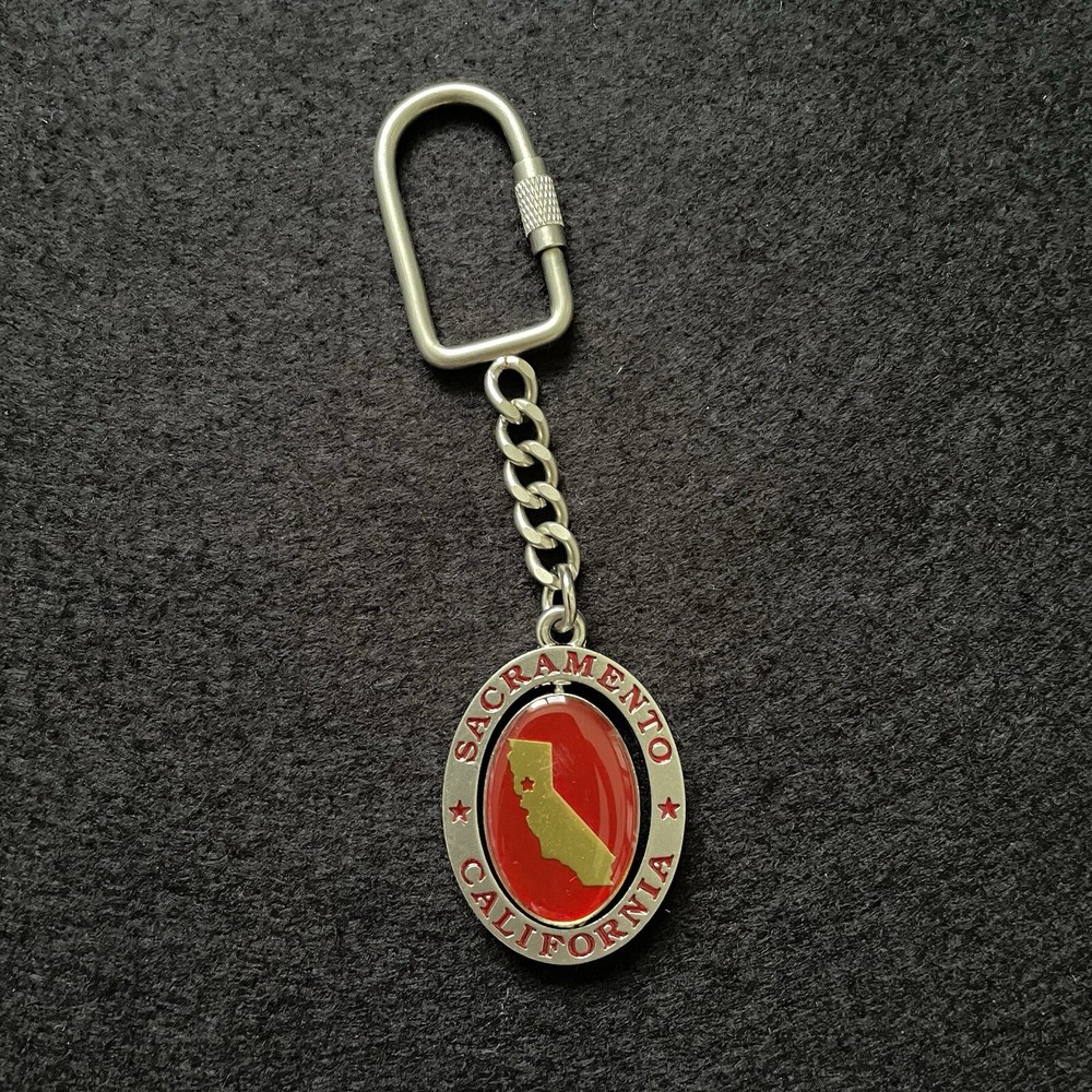 Sacramento California Reversible Metal Keychain - Red