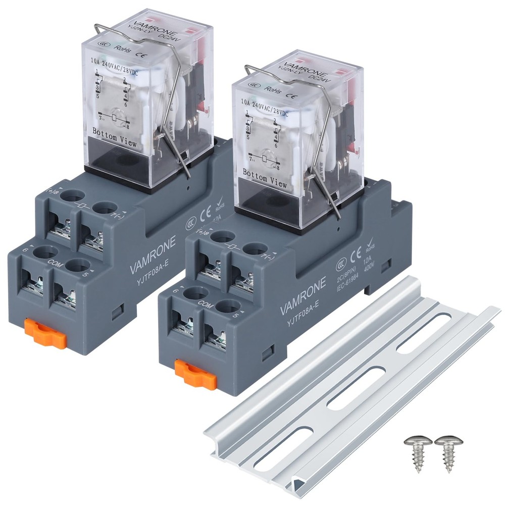Electromagnetic Power Relay, 8-Pin 10 AMP 24V DC Relay 24V, 8PIN-10A-2PCS