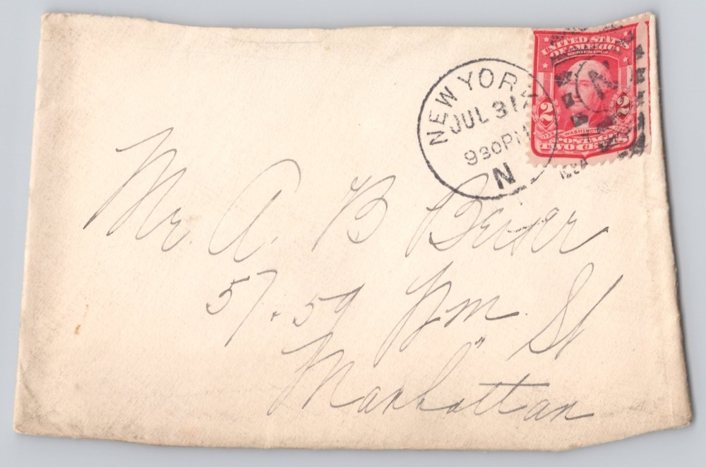 New York, NY, Circular Postal Cancel on Envelope with 2c Washington Stamp 1904