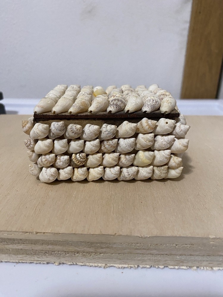 Trinket Box Made In Philippines Shell Box with Lid Vintage
