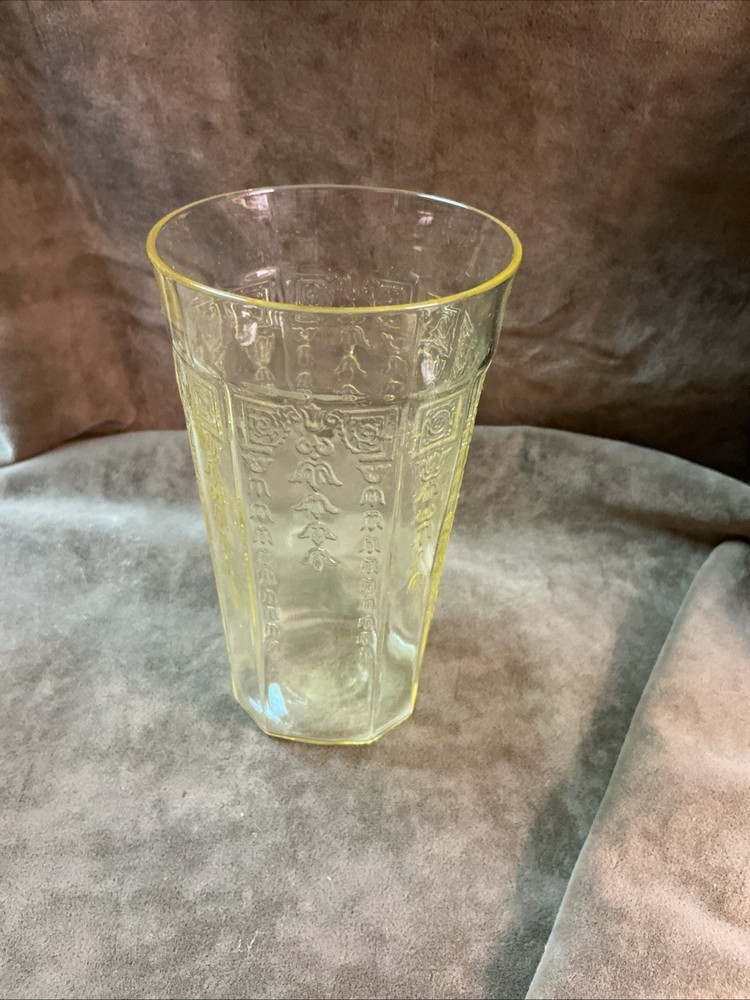 Anchor hocking depression glass topaz yellow princess pattern 5 1/4 inch Tumbler