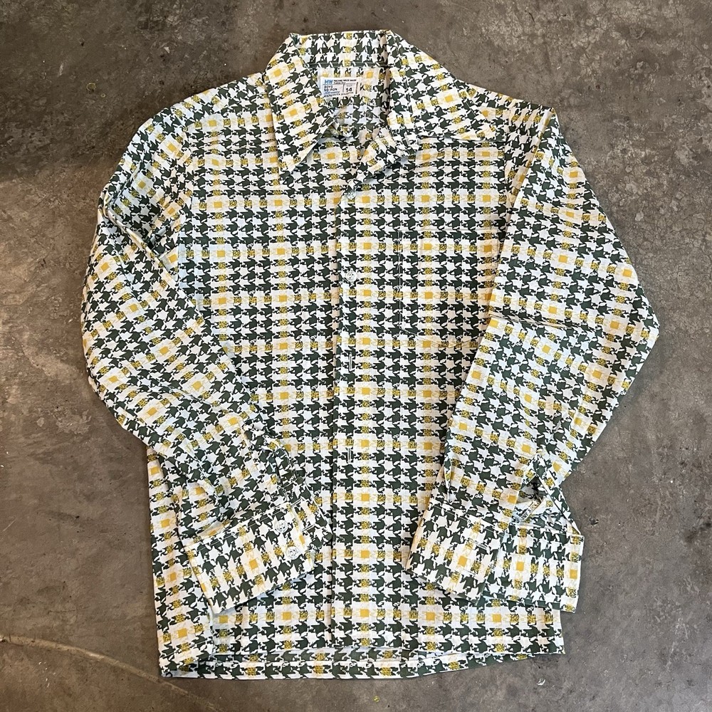 Vintage 70s boys JCPenney button up size 14 Dagger Collar Kids Vtg Funky