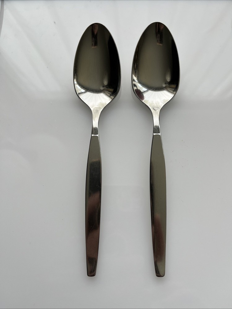 Vintage Frostfire Set Of 2 Teaspoons Oneida Community Flatware Stainless MCM