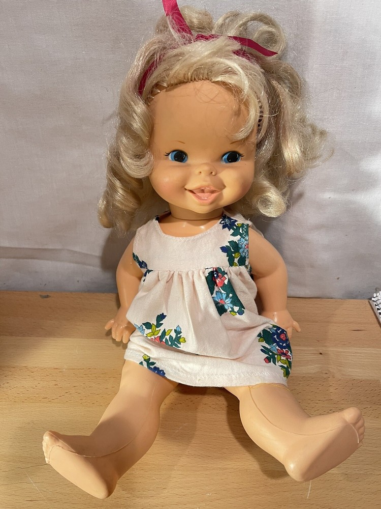Vintage 1973 Mattel Blonde Character Girl Doll in Dress 15