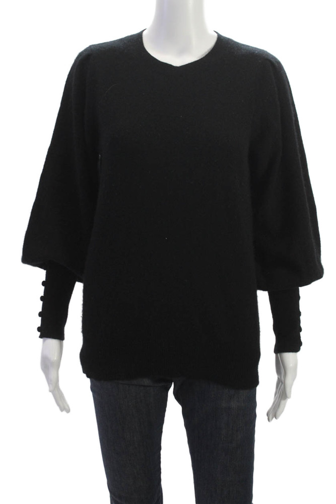 Aqua Cashmere Women Black V-Neck Pullover Sweater Long Sleeve Size MFree Shipping in US $100+ Orders | $6.95 Orders Below