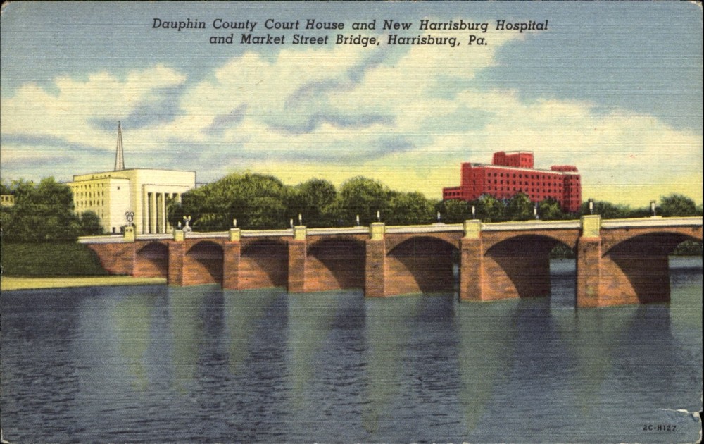 Dauphin County Court House Hospital Market St Bridge Harrisburg Pennsylvania