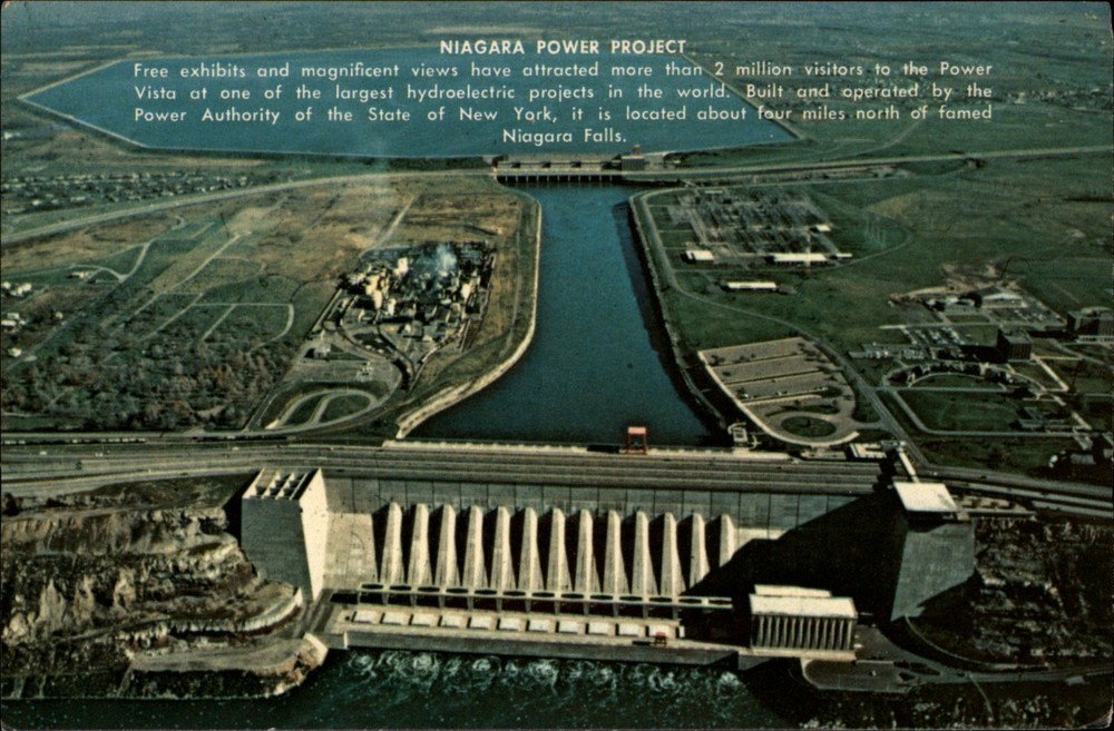 Niagara Power Project St Lawrence Niagara Falls NY aerial vintage postcard k961