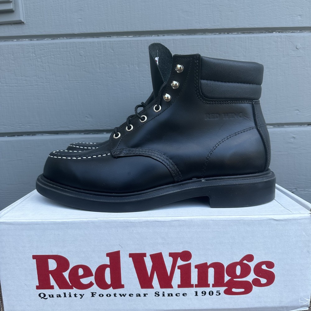 Red Wing Heritage 6 Inch Classic Moc Toe Supersole Black Leather Work Boot