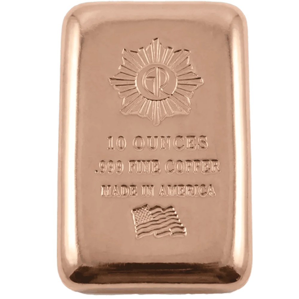 Glines and Rhodes 10 oz .999 Copper Polished Cast Bar