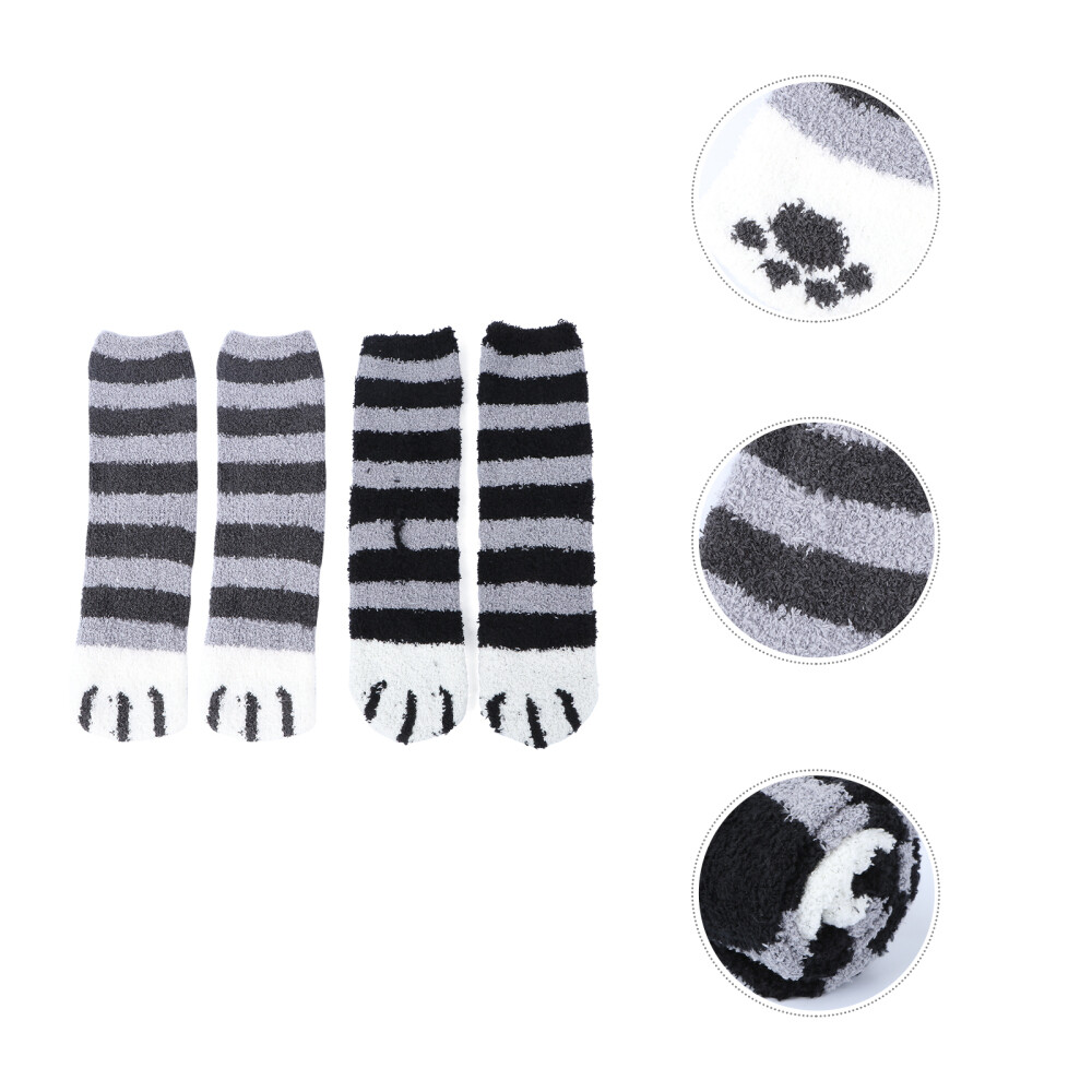 2 Pair Animal Fleece Fuzzy Slipper House Slippers