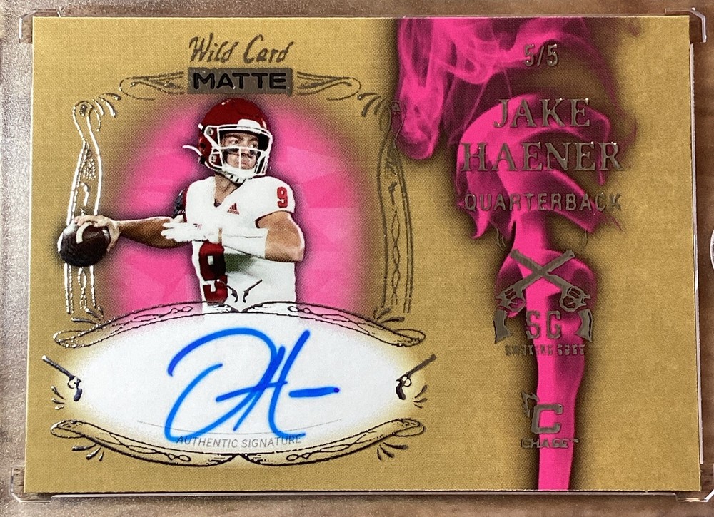 Jake Haener Auto # 5/5 SSP 2023 Wild Card Matte Smoking Guns New Orleans Saints