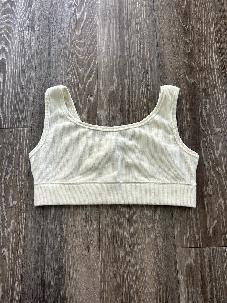 Skims Cozy Waffle Knit Bra Top Ivory XL Cozy Athleisure