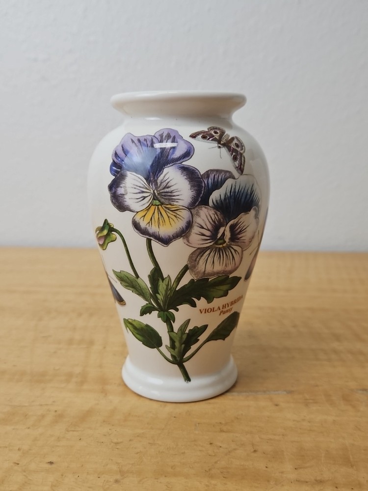 Portmeirion Botanic Garden Vase Viola Hybrida PANSY White Purple 5 1/4