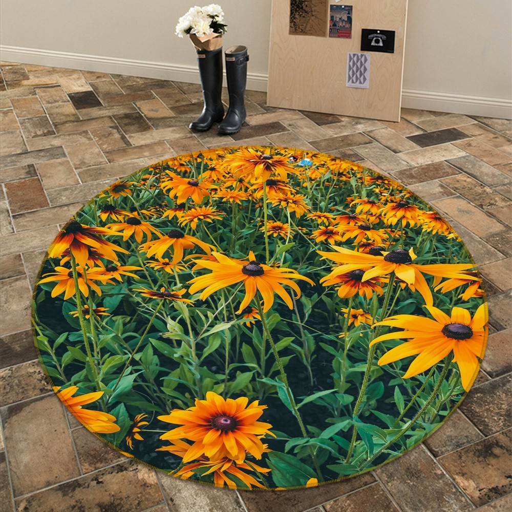 3D Sunflower Leaf NAO6055 Game Rug Mat Elegant Photo Carpet Mat Fay