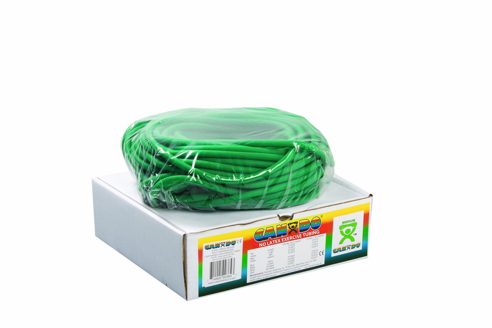 Green Latex-Free Exercise Tubing Medium Resistance 100ft Length