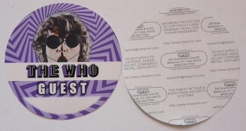 The Who Purple Guest Concert Tour Backstage Pass D15