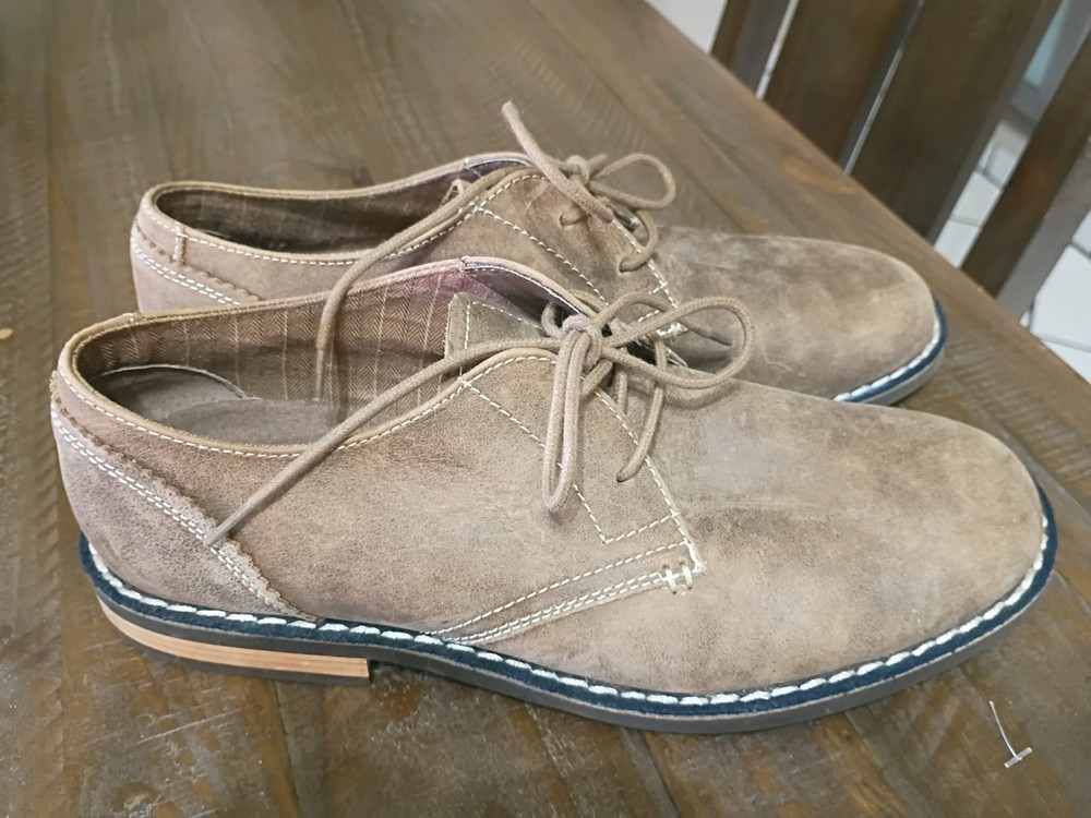 Penguin Men's Shoes Size 8.5 Waylon Oxford Beige Leather Lace Up PWAY500 EUC