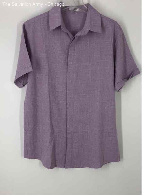 Coofandy Mens Purple Collared Short Sleeve Button-Up Shirt Size Small