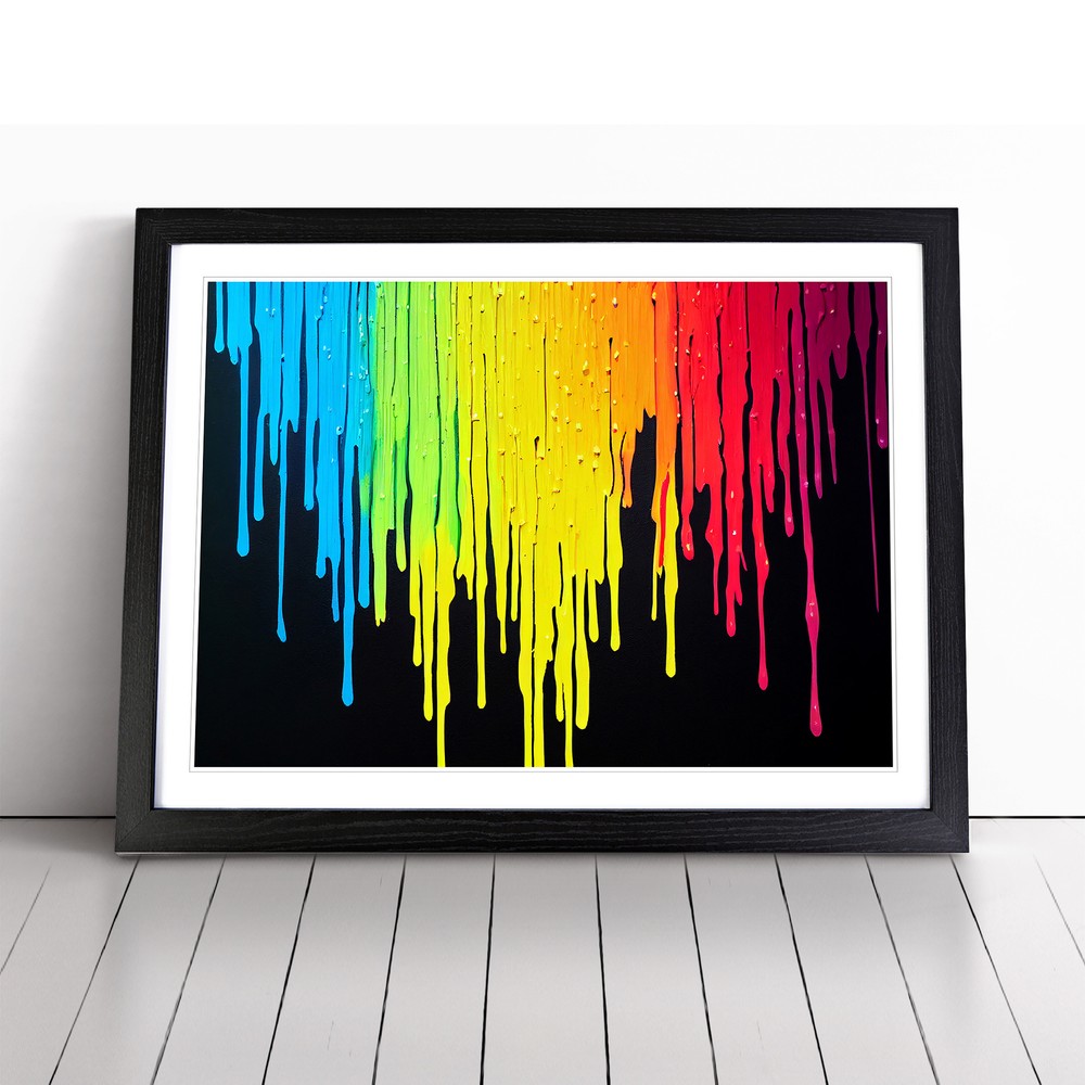 Dripping Paint Rainbow Abstract Wall Art Print Framed Canvas Picture Poster