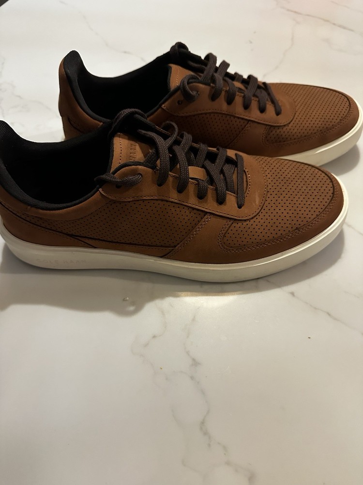 Cole Haan Men's Brown Leather Grand Crosscourt Lace-Up Sneakers 10M