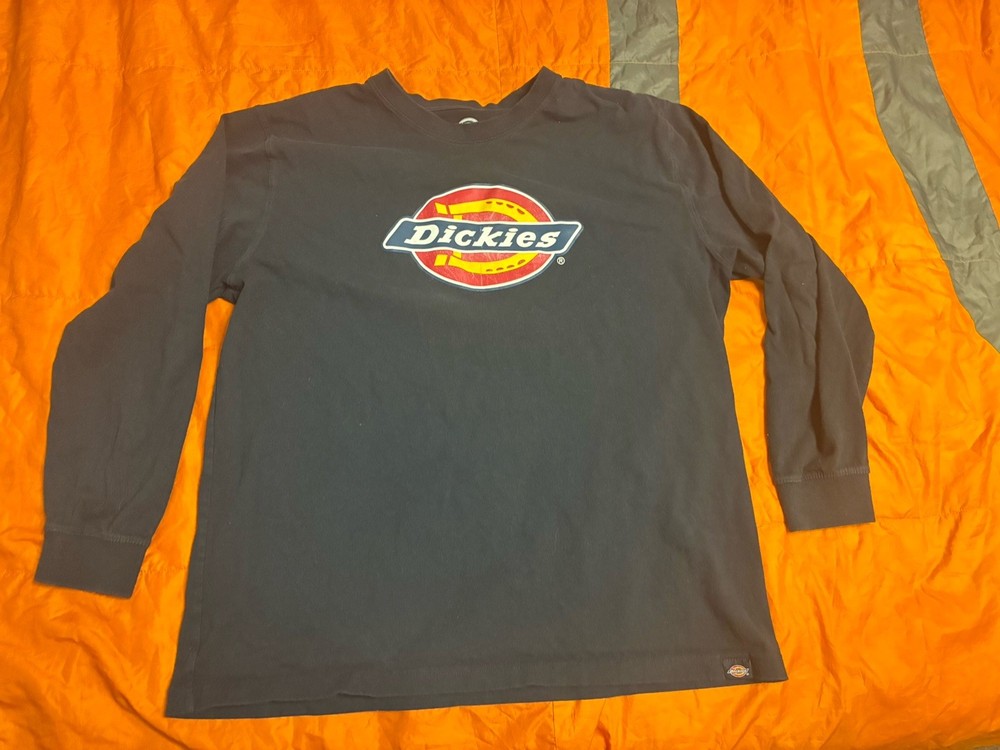 Dickies Long Sleeve T-shirt Black XL Worn Logo