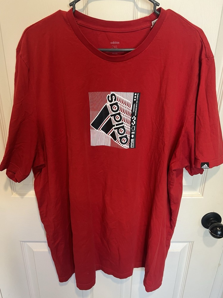 Adidas Men's Red Short Sleeve Size 2XL Cotton T-Shirt with Logo