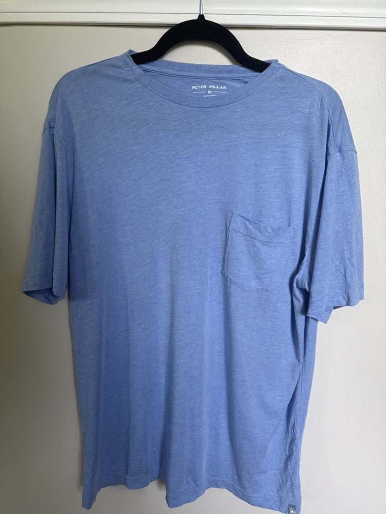 Peter Millar Seaside Summer Soft Pocket Tshirt Mens Size M Blue Modal Cotton