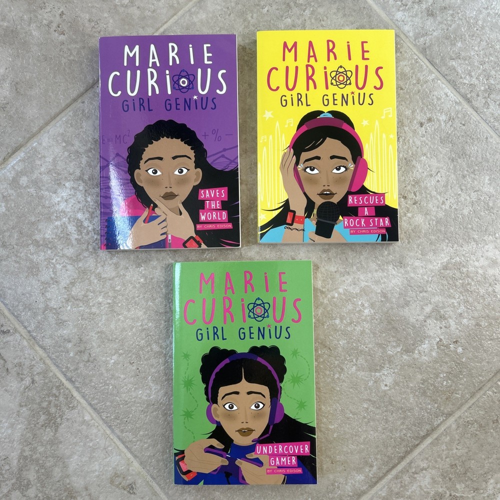 Lot of 3 NEW Marie Curious Girl Genius Books – Saves World, Rockstar, Gamer
