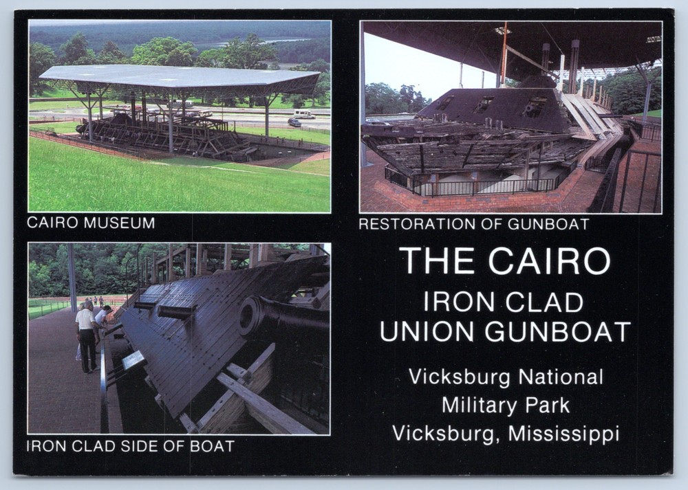 MS Vicksburg National Military Park Cairo Civil War Gunboat Museum 6x4 Postcard