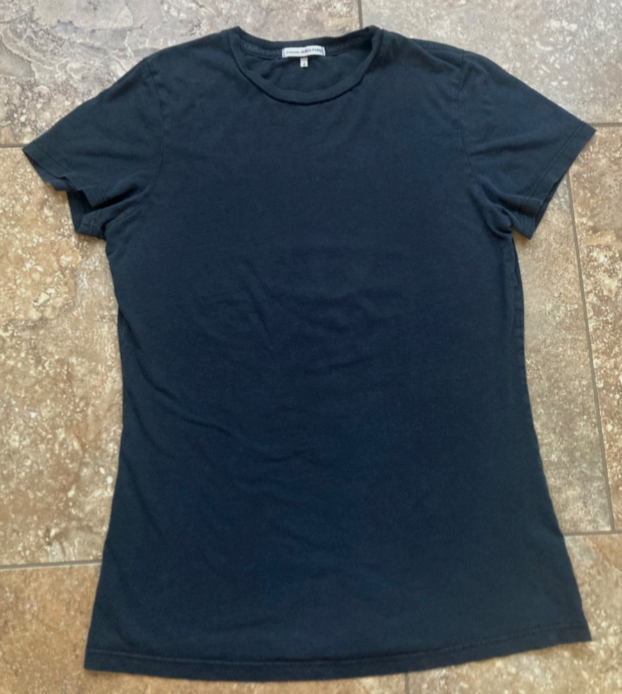Standard James Perse size 3 Basic Lightweight Black Tee Crew Neck Shirt USA Made