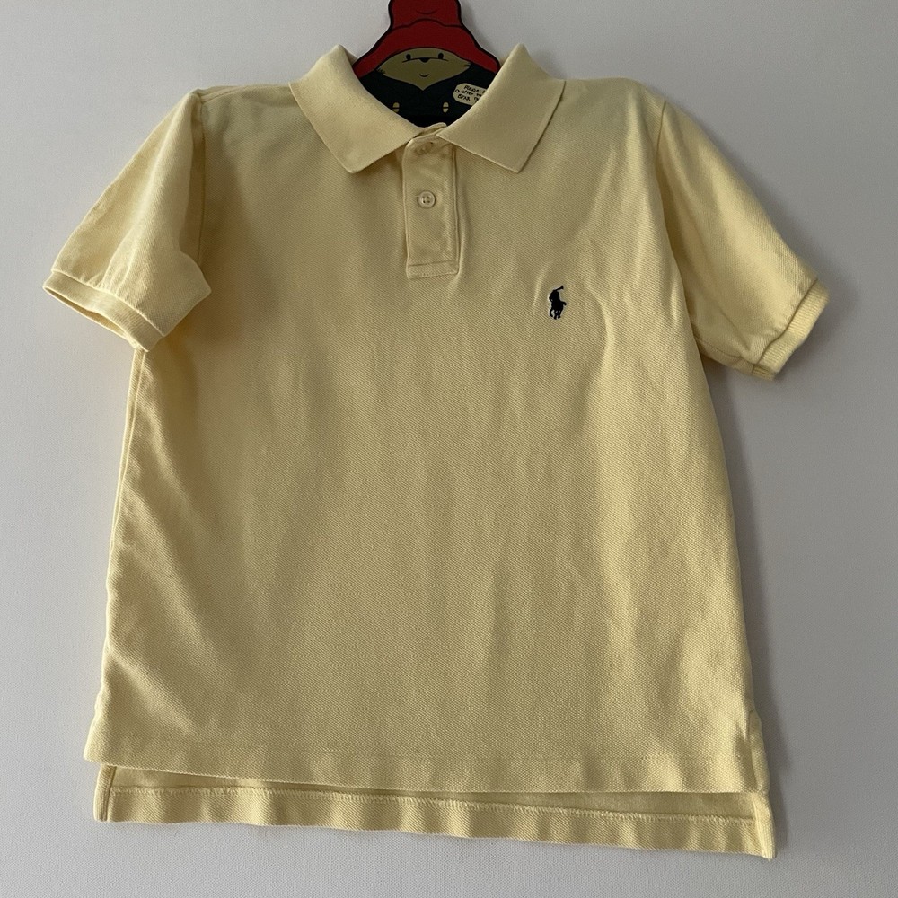 Polo Ralph Lauren Boys Size 6 Yellow Mesh Iconic Logo Short Sleeve School Shirt
