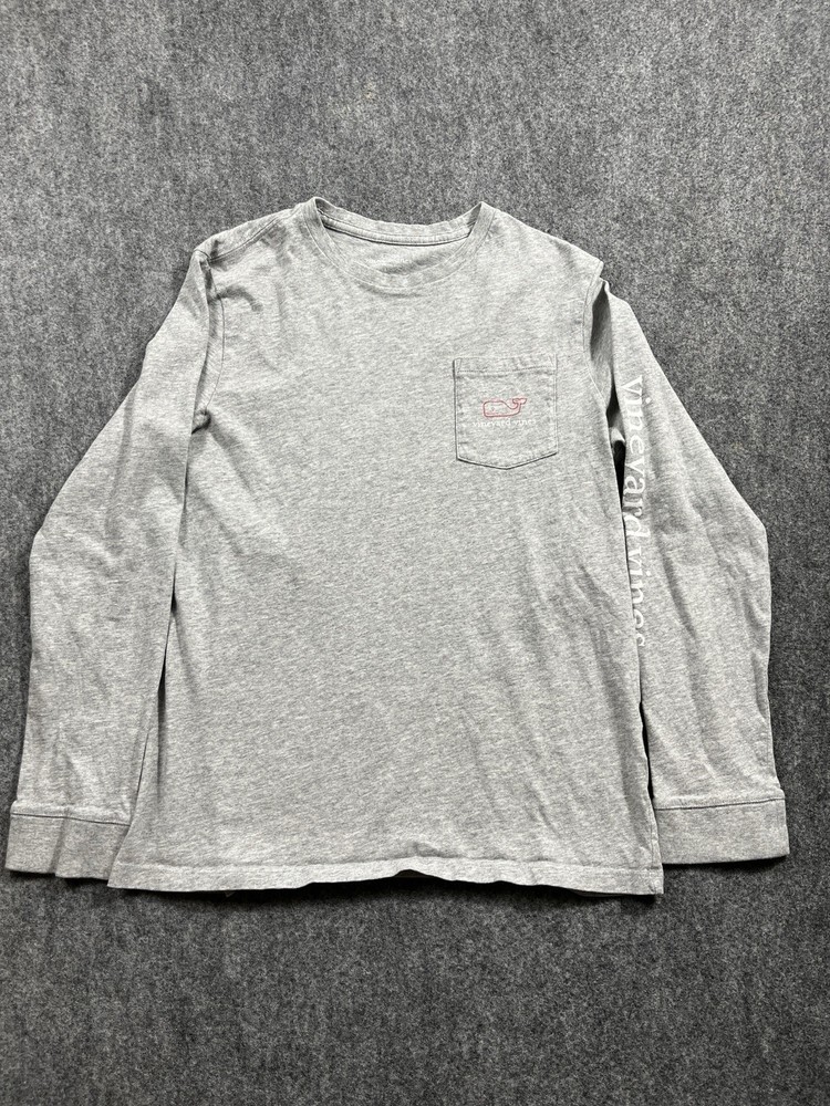Vineyard Vines Youth Kids Long Sleeve T-Shirt Whale Gray Youth Large