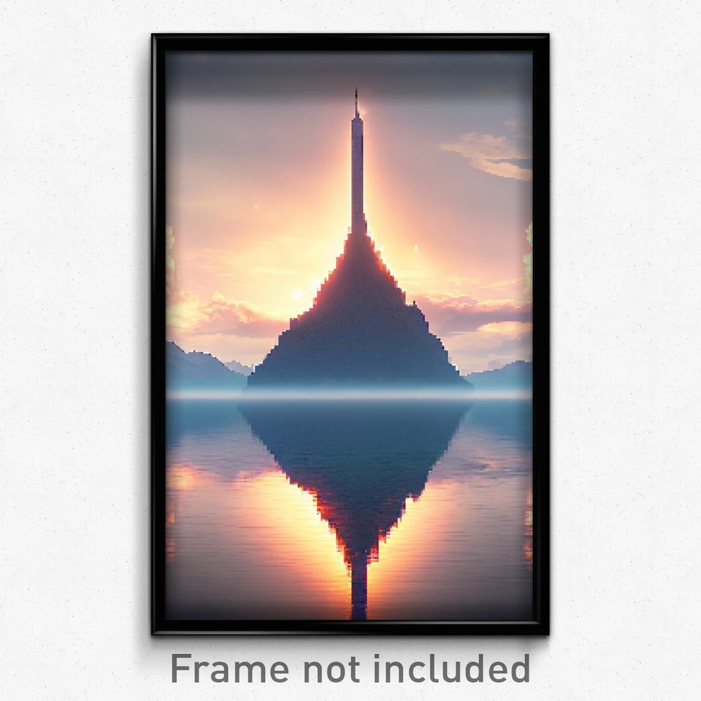 Pixel Art Poster - Infinite Landmark (8 Bit Psychedelic Trippy Video Game Print)