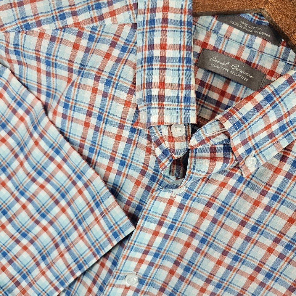 Men's Large Daniel Cremieux Signature Collection Short Sleeve Button Front Shirt