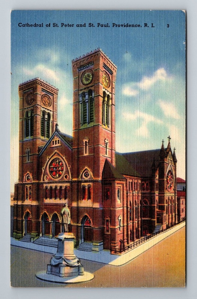 Providence RI-Rhode Island Cathedral St Peter St Paul Religion Vintage Postcard