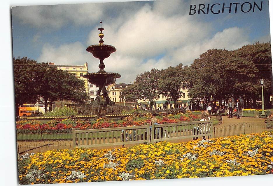 Postcard The Fountain and Steine Gardens Brighton and Hove England