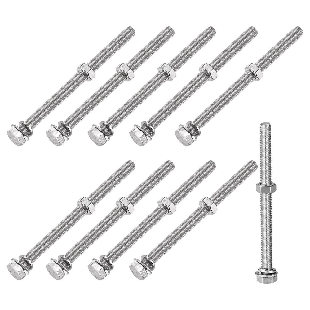 Hex Head Screws Bolts, Nuts, Flat & Lock Washers Kits (M8x120mm) 10Sets