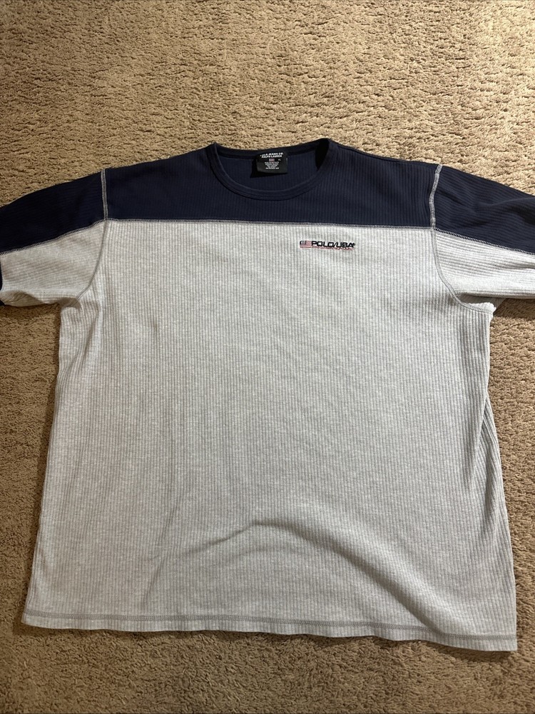 Vintage Polo Ralph Lauren Shirt Mens XL Polo Jeans USA Navy Gray Block 90s Y2K