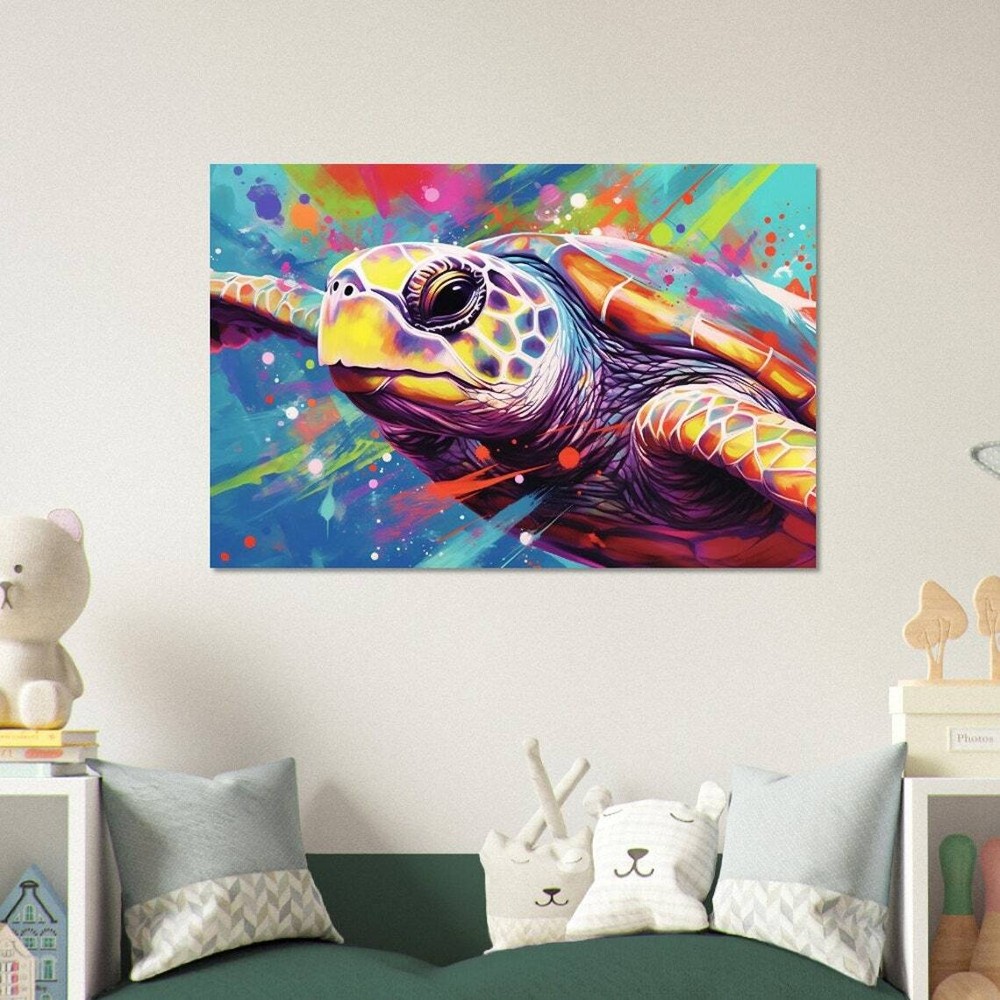 Serene Sea Turtle Watercolor Wall Art Canvas Unframed Print Art